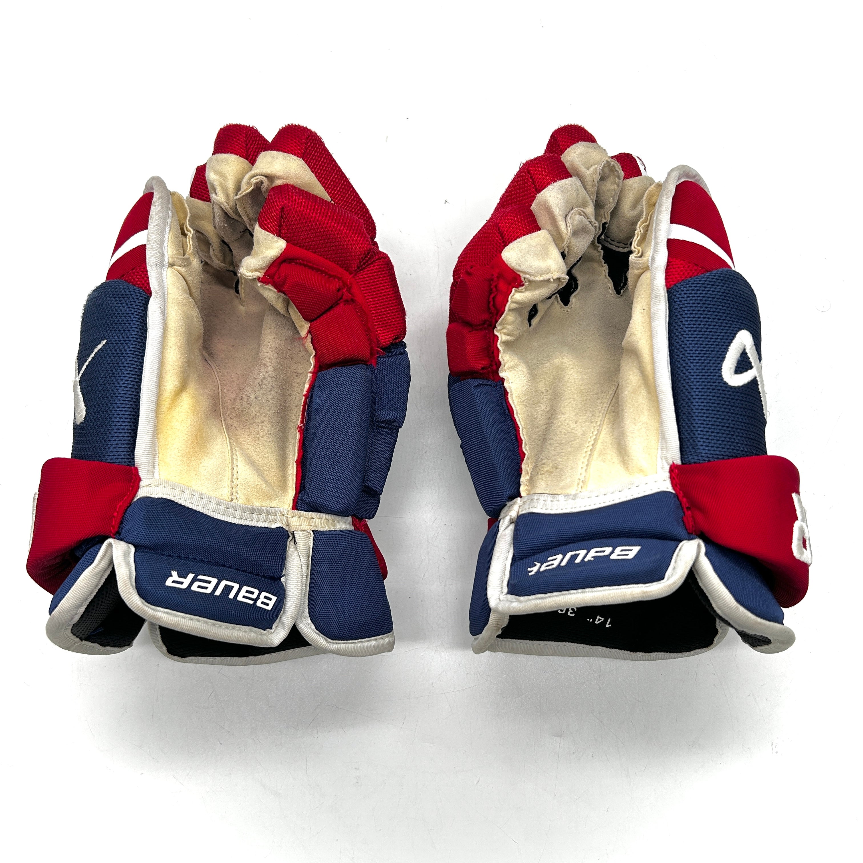 Bauer Vapor Hyperlite - Used NHL Pro Stock Glove - Gustav Lindstrom (Blue/Red/White)